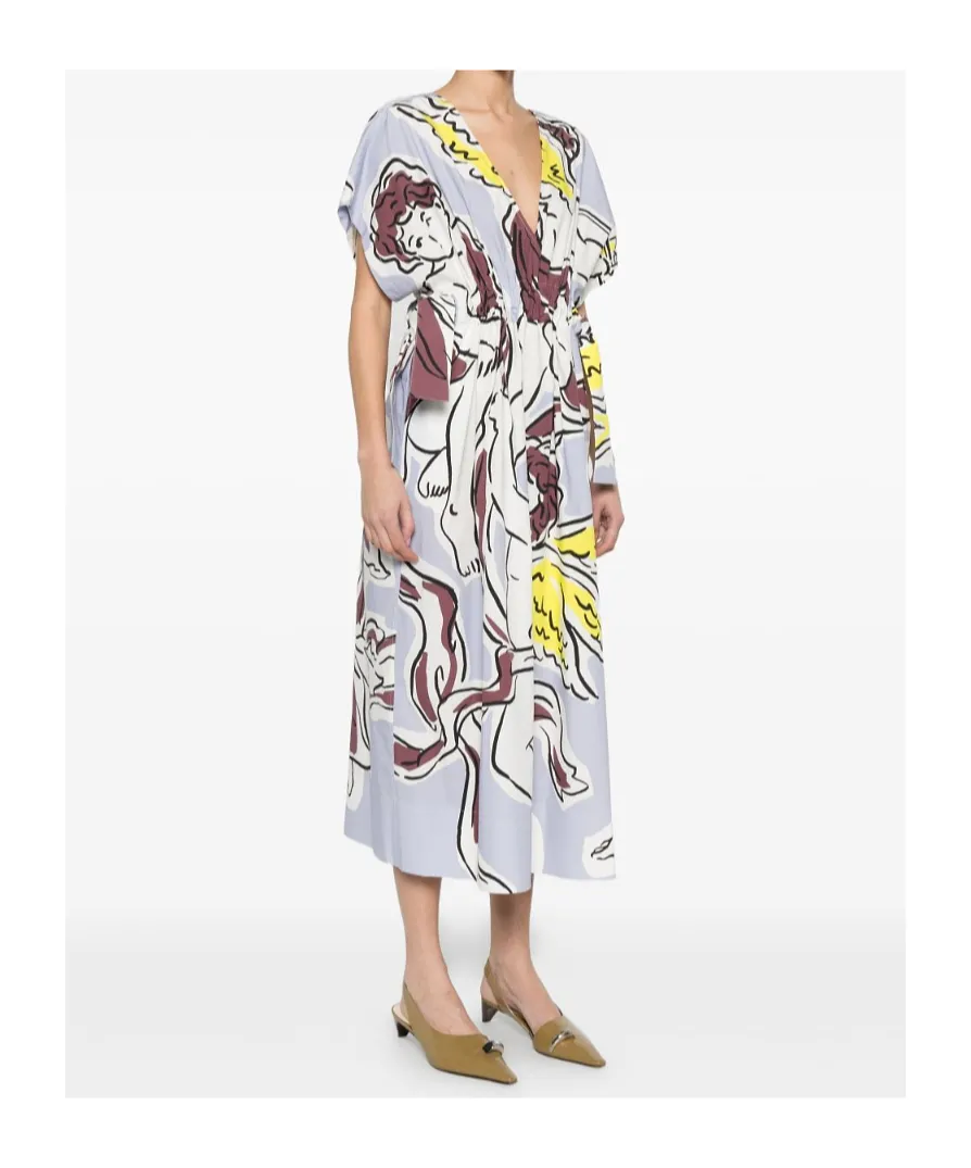 Tory Burch Patterned V-Neck Midi Dress