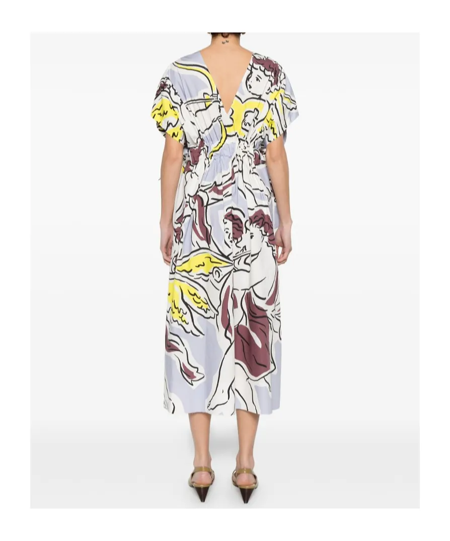 Tory Burch Patterned V-Neck Midi Dress