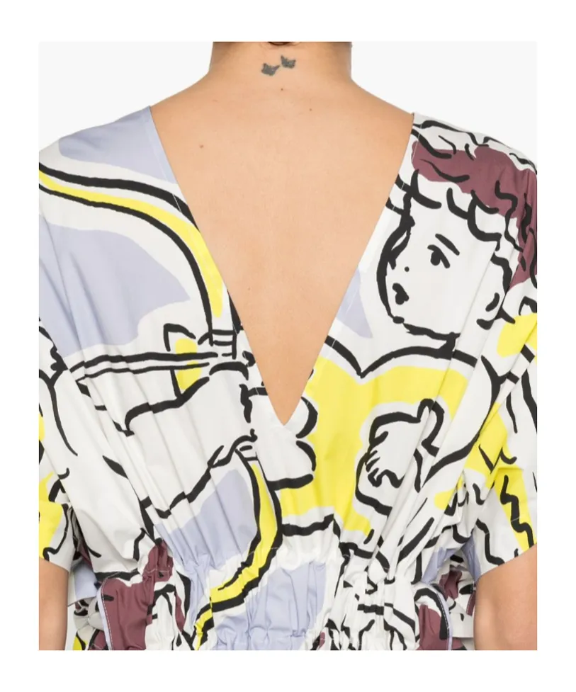 Tory Burch Patterned V-Neck Midi Dress