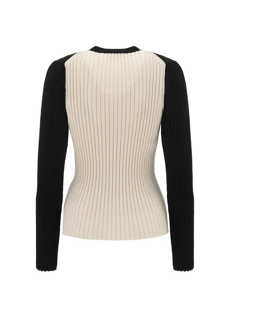 Two-Tone Ribbed Cardigan