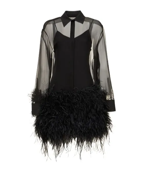 Feather-Trimmed Dress