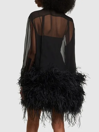 Feather-Trimmed Dress