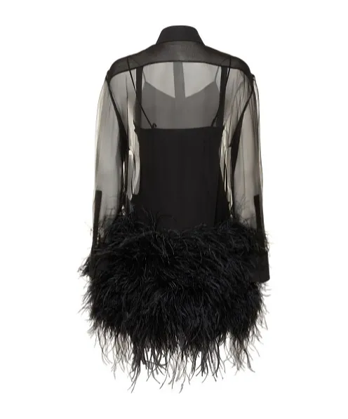 Feather-Trimmed Dress