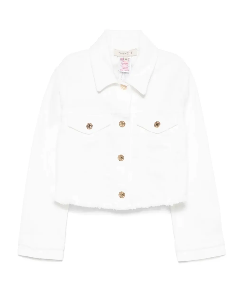 Twinset Kids Frayed Bull Denim Jacket