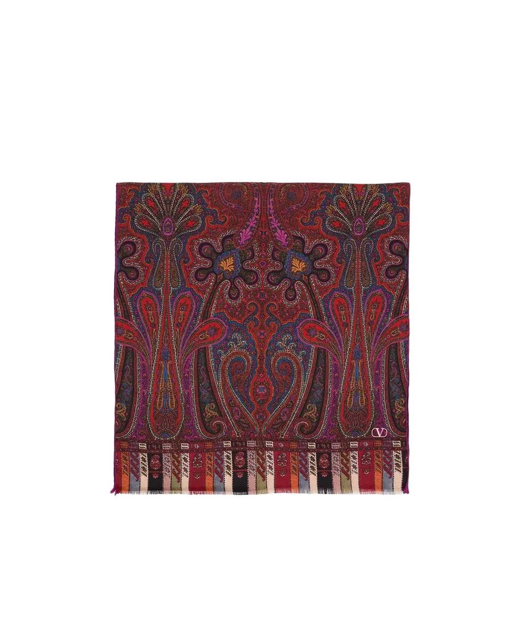 Paisley-Pattern Fringed Scarf