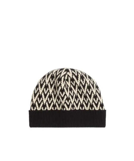 Patterned Ribbed Beanie Hat
