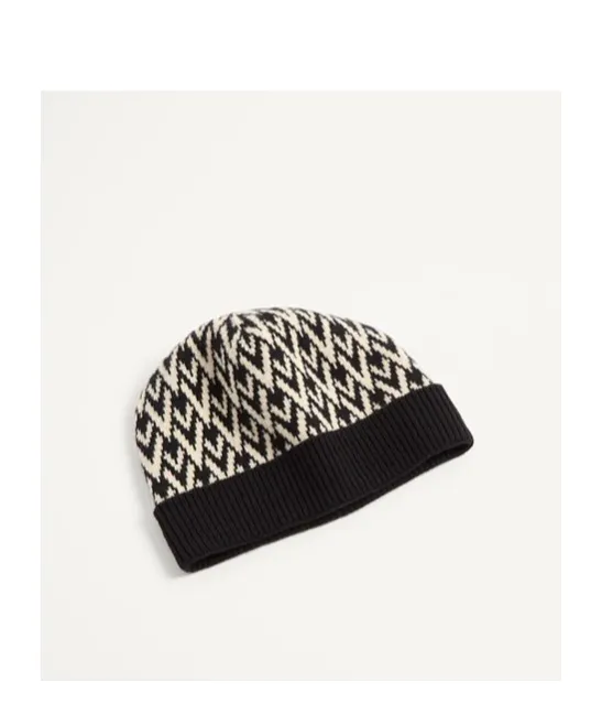 Patterned Ribbed Beanie Hat
