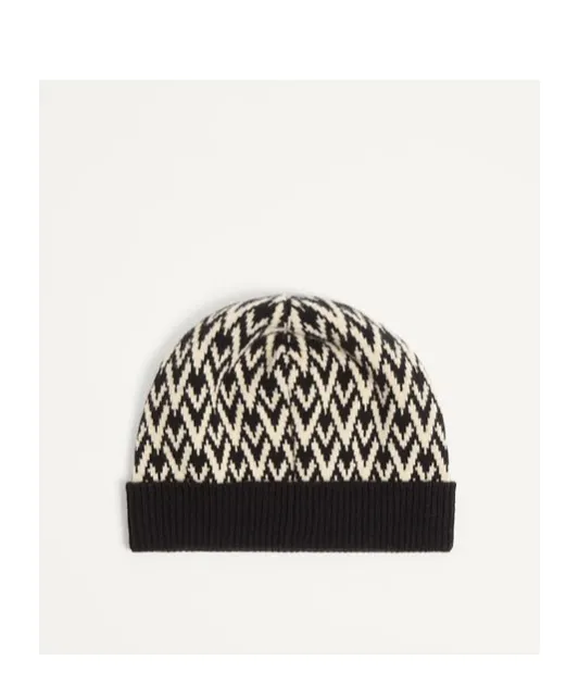 Patterned Ribbed Beanie Hat