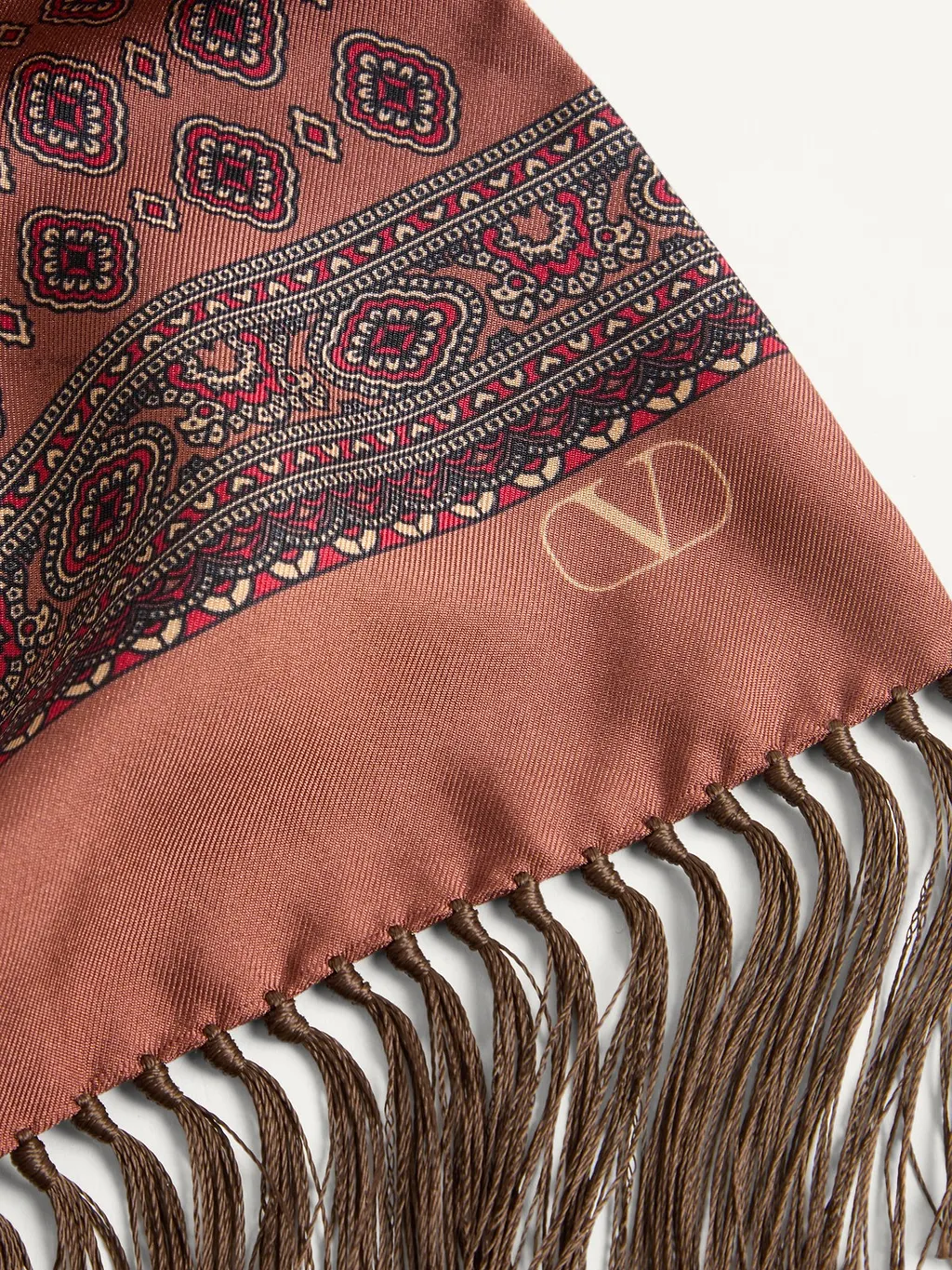Valentino All-Over Patterned Fringed Edge Scarf