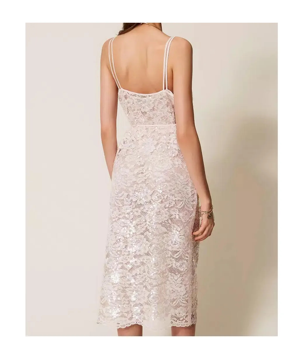 Twinset Sequinned Lace Midi Dress