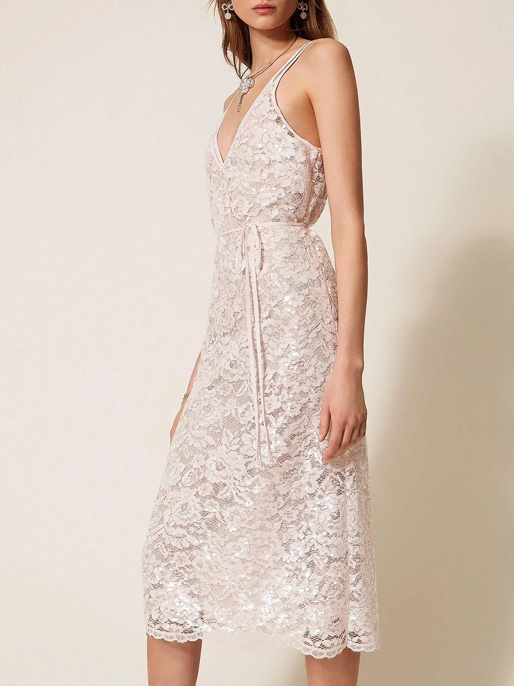 Twinset Sequinned Lace Midi Dress