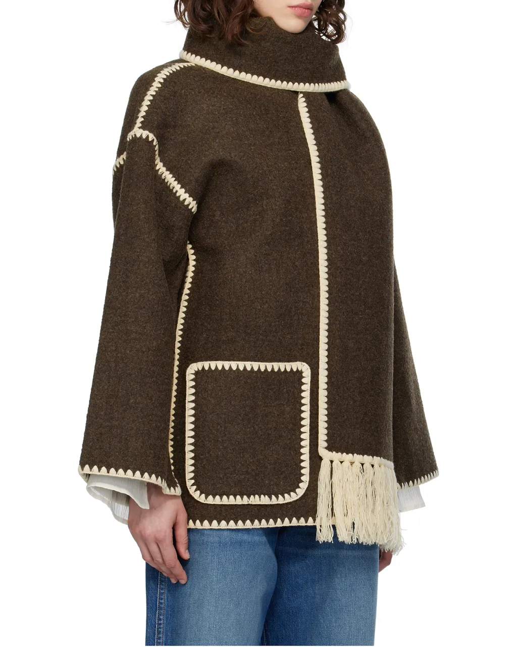 TotÊMe Fringe Detailed Long Sleeved Scarf Jacket