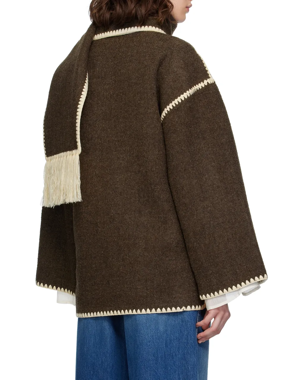 TotÊMe Fringe Detailed Long Sleeved Scarf Jacket