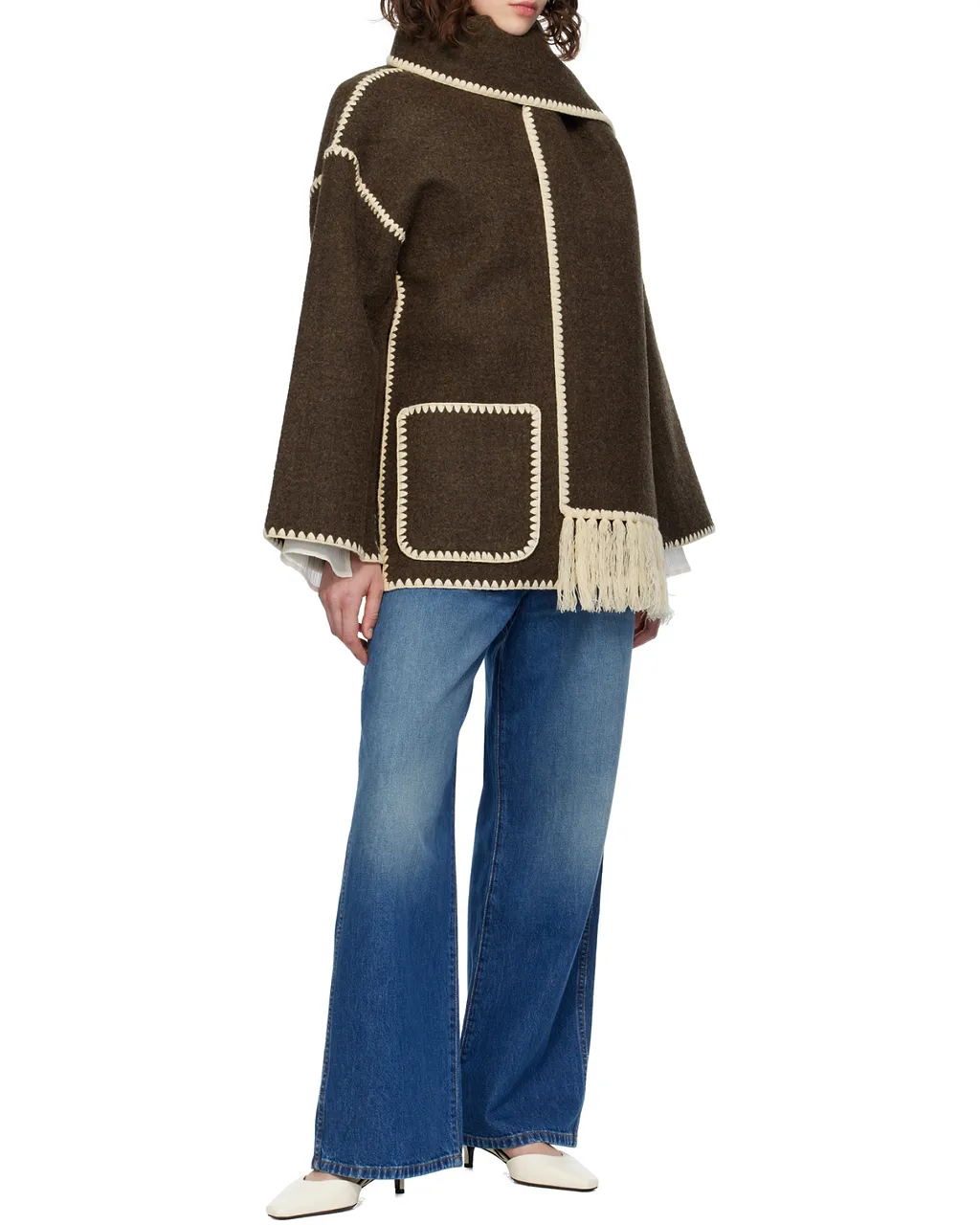 TotÊMe Fringe Detailed Long Sleeved Scarf Jacket