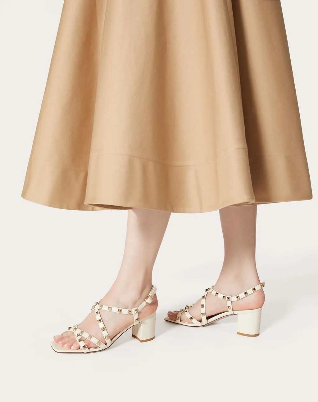 Rockstud Calfskin Sandal With Straps 60Mm