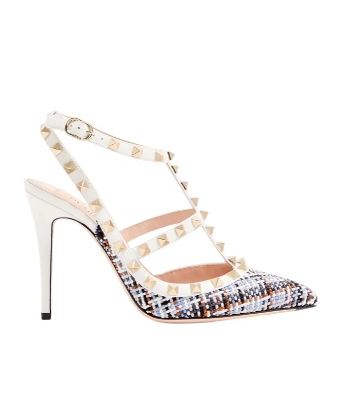 Valentino Garavani Rockstud Woven Detailed Pumps