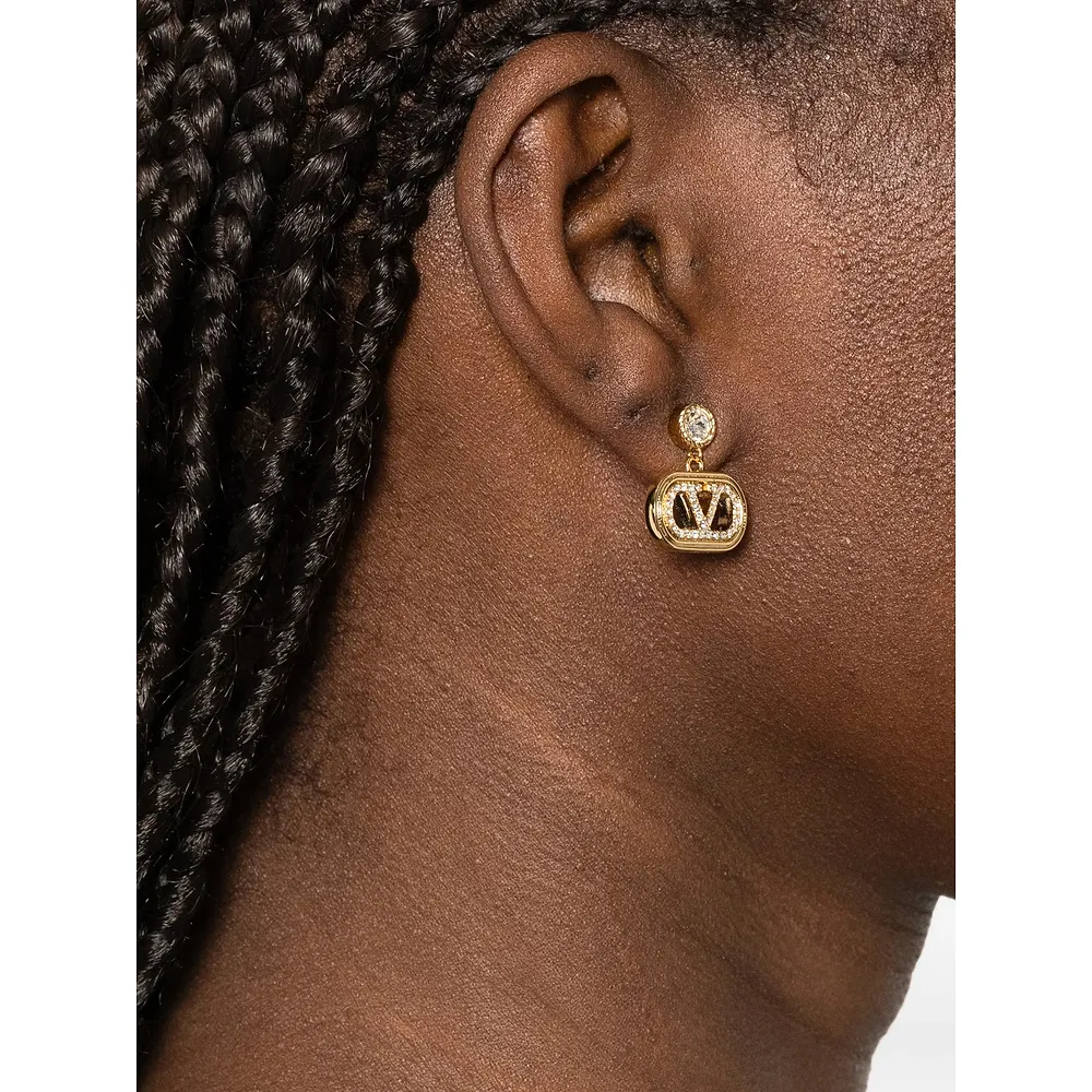 V-Logo Embellished Earrings