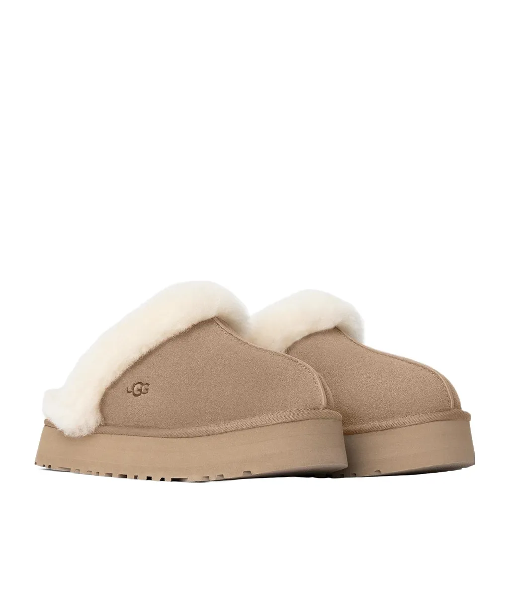 Ugg Disquette Shearling Trim Flat Mules