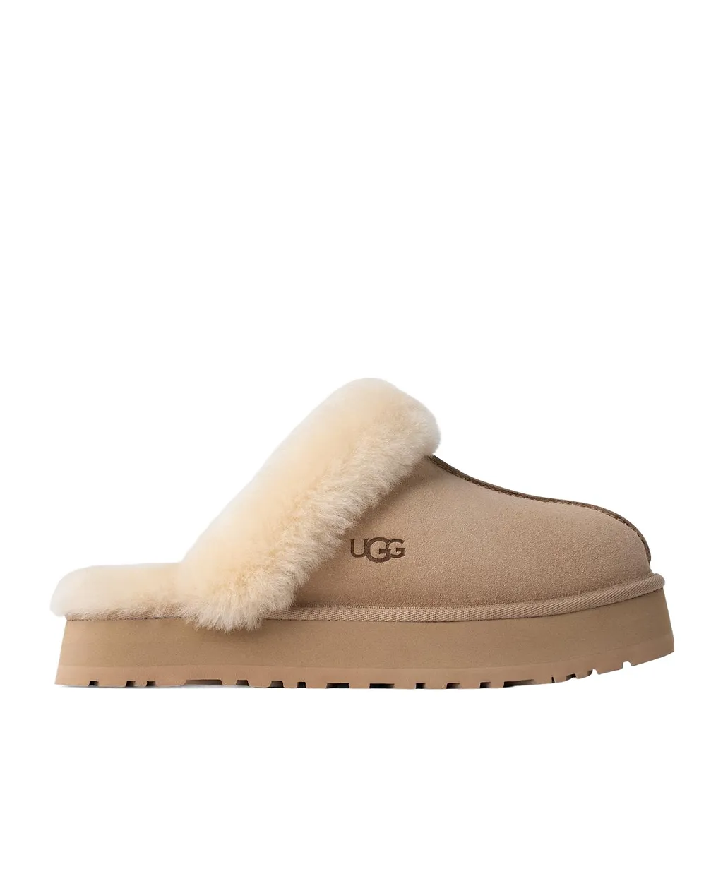 Ugg Disquette Shearling Trim Flat Mules