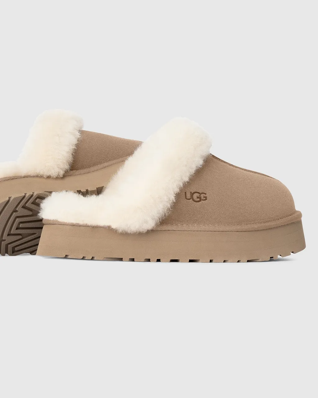 Ugg Disquette Shearling Trim Flat Mules