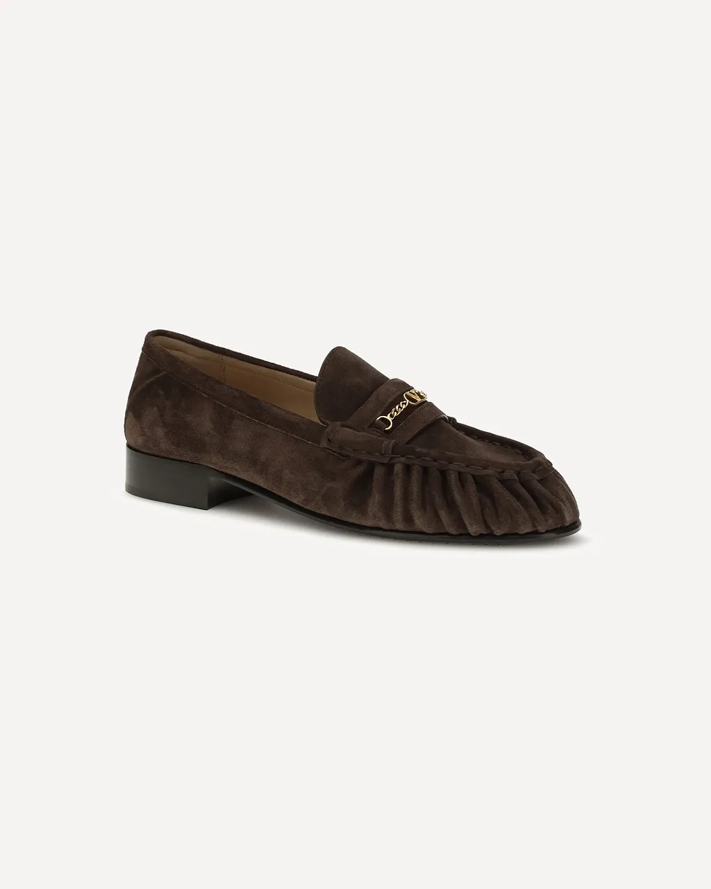 Valentino Chain Trim Suede Flat Shoes