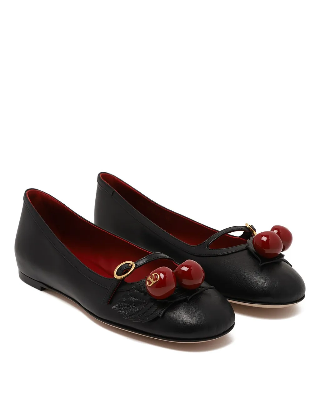Valentino Cherryfic Leaf Detailed Ballet Flats