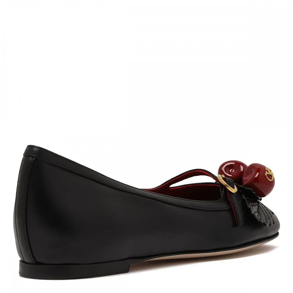 Valentino Cherryfic Leaf Detailed Ballet Flats