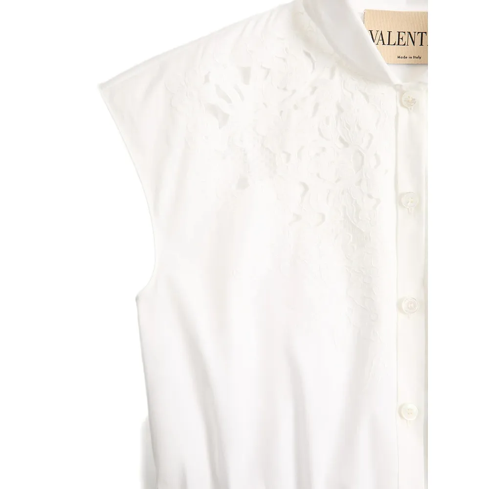 Valentino Embroidered Poplin Midi Dress