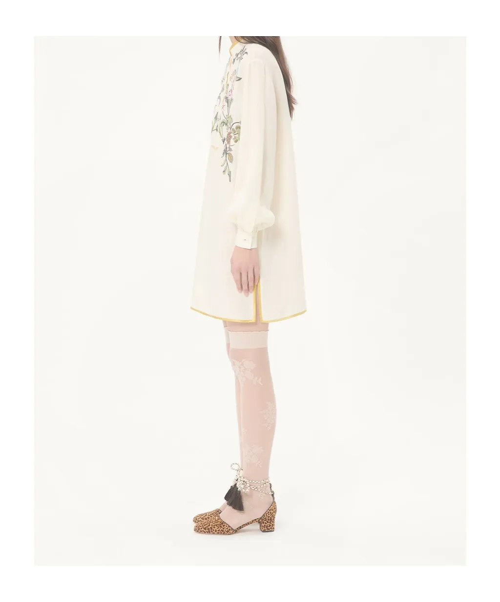 Valentino	Floral Patterned Long-Sleeved Mini Dress