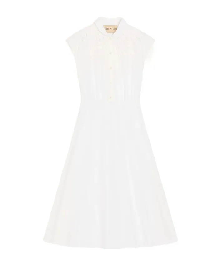 Valentino Embroidered Poplin Midi Dress