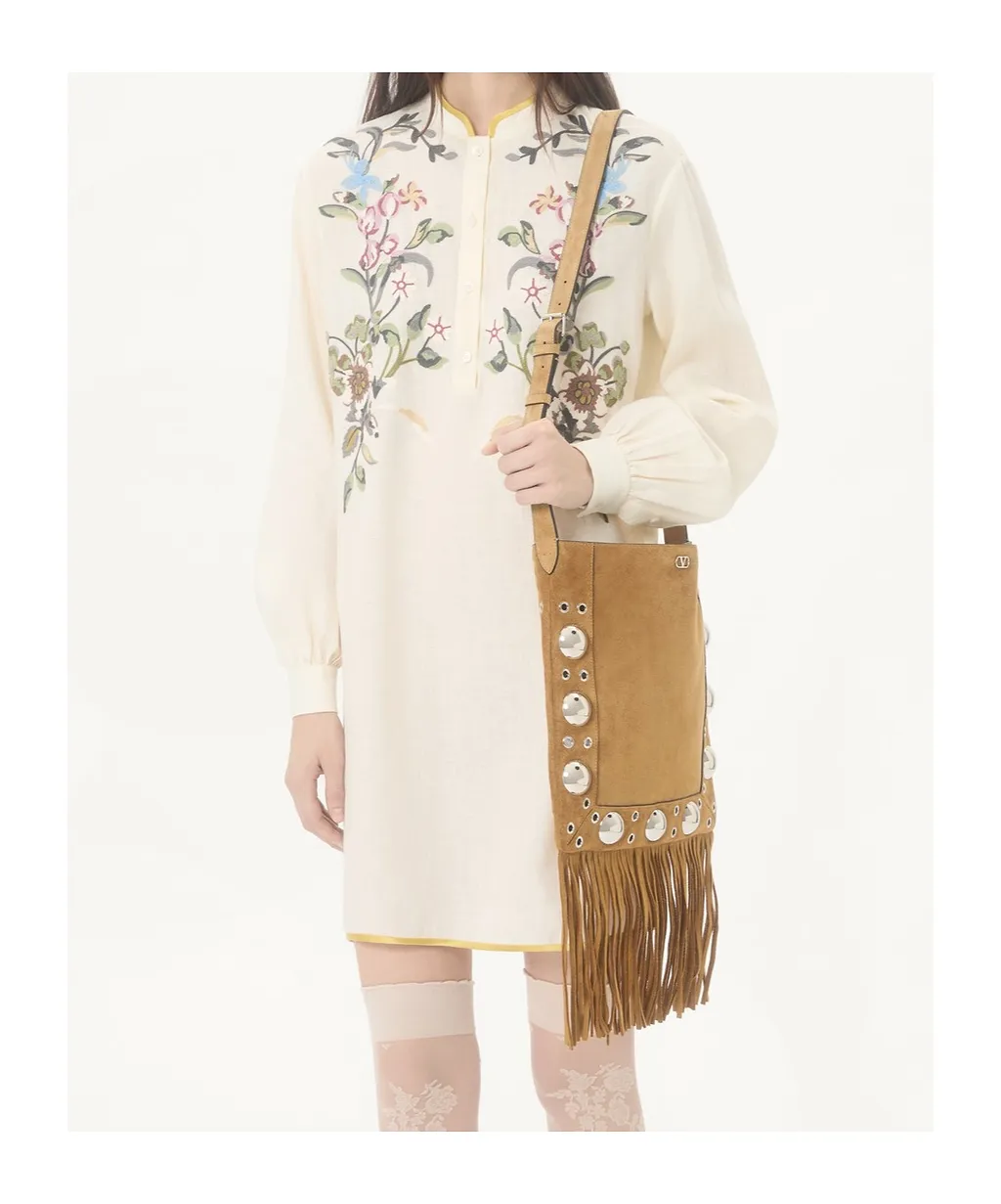 Valentino	Floral Patterned Long-Sleeved Mini Dress