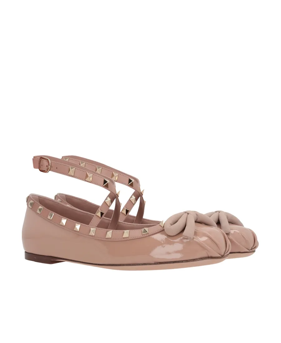 Valentino Garavani Rockstud Round Toe Ballerina Shoes