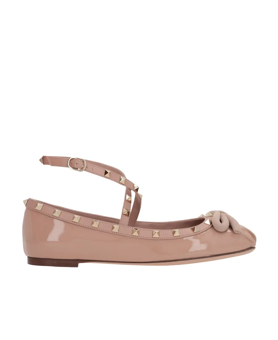 Valentino Garavani Rockstud Round Toe Ballerina Shoes