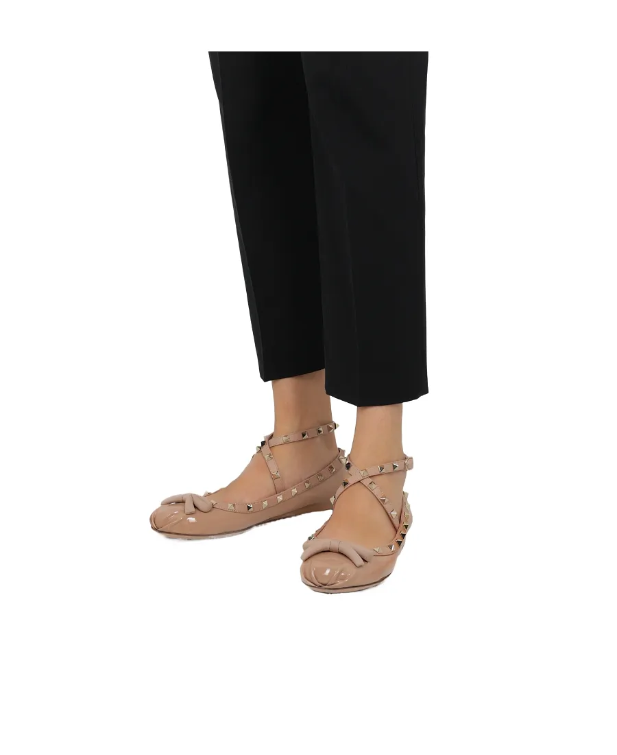 Valentino Garavani Rockstud Round Toe Ballerina Shoes