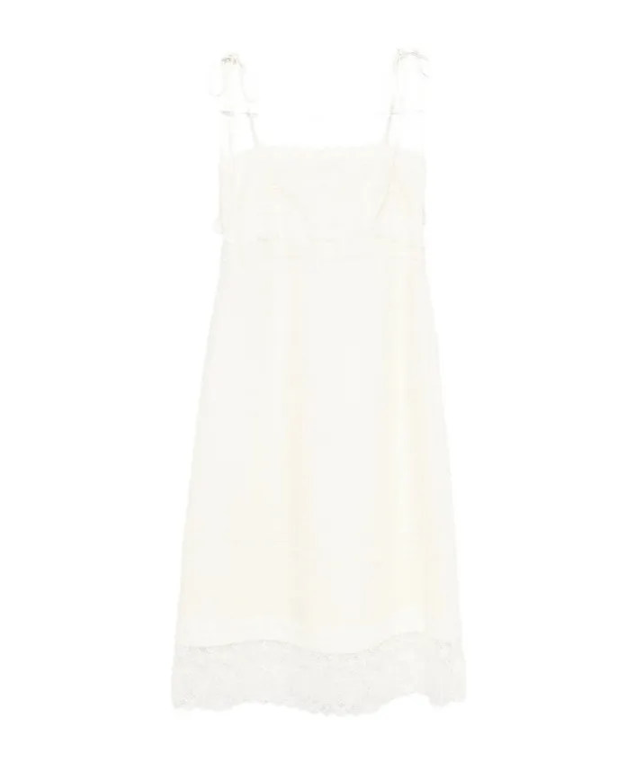 Valentino Lace Trim Sleeveless Midi Dress