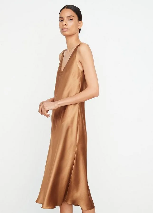 V-Neck Slip Midi Dress