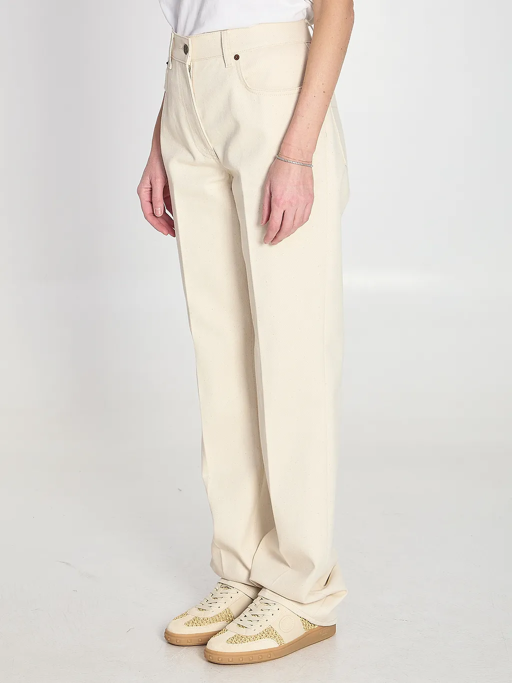 Valentino	Logo Patch Straight Leg Jeans