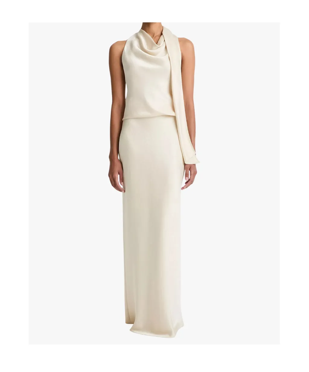 Vince Draped Scarf-Neck Sleeveless Top