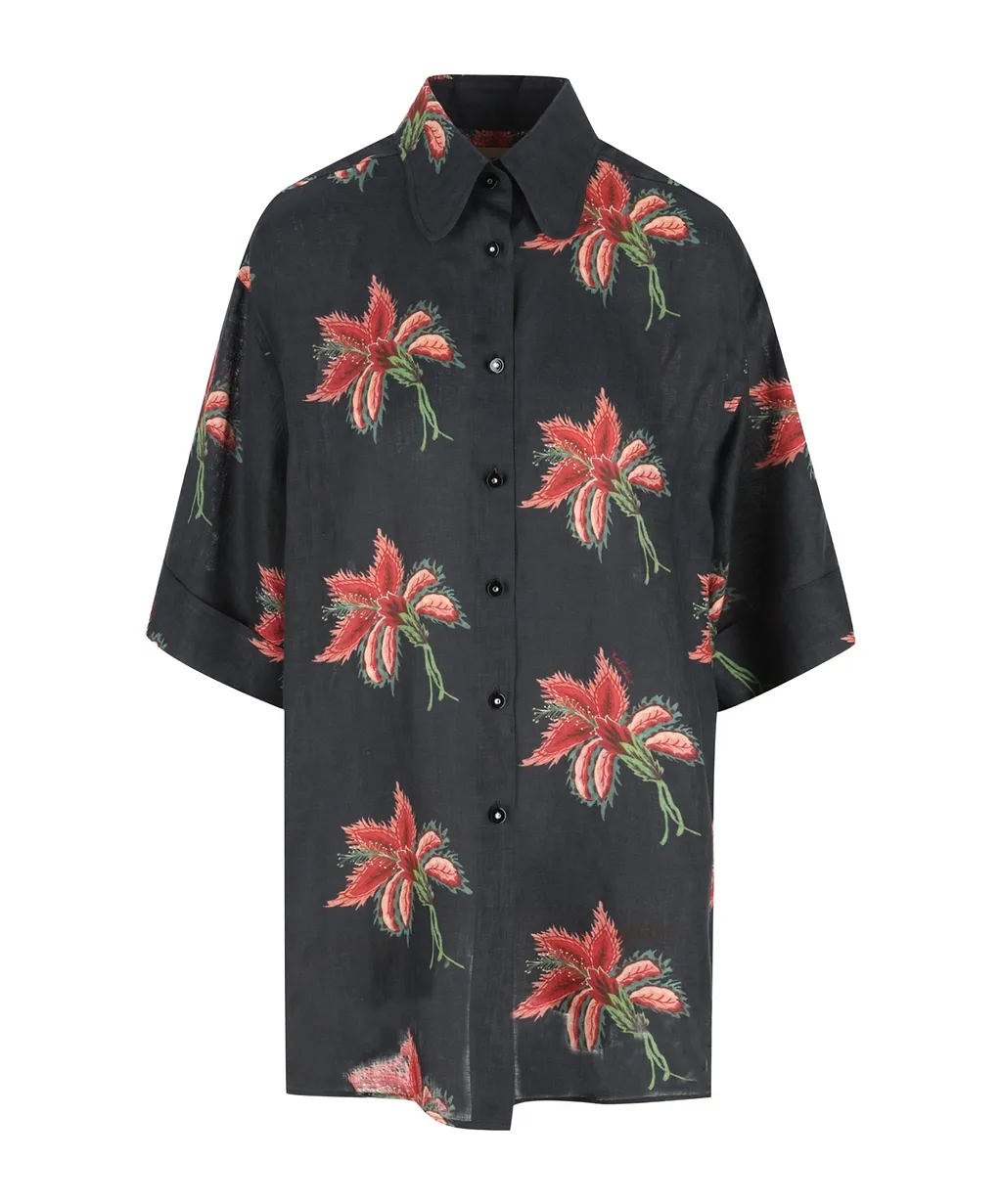 Valentino Floral Printed Short-Sleeved Shirt