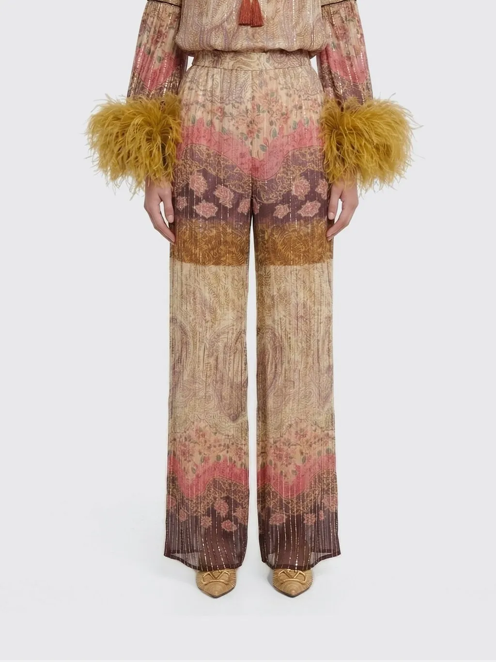 Valentino Paisley Printed Wide Leg Pants