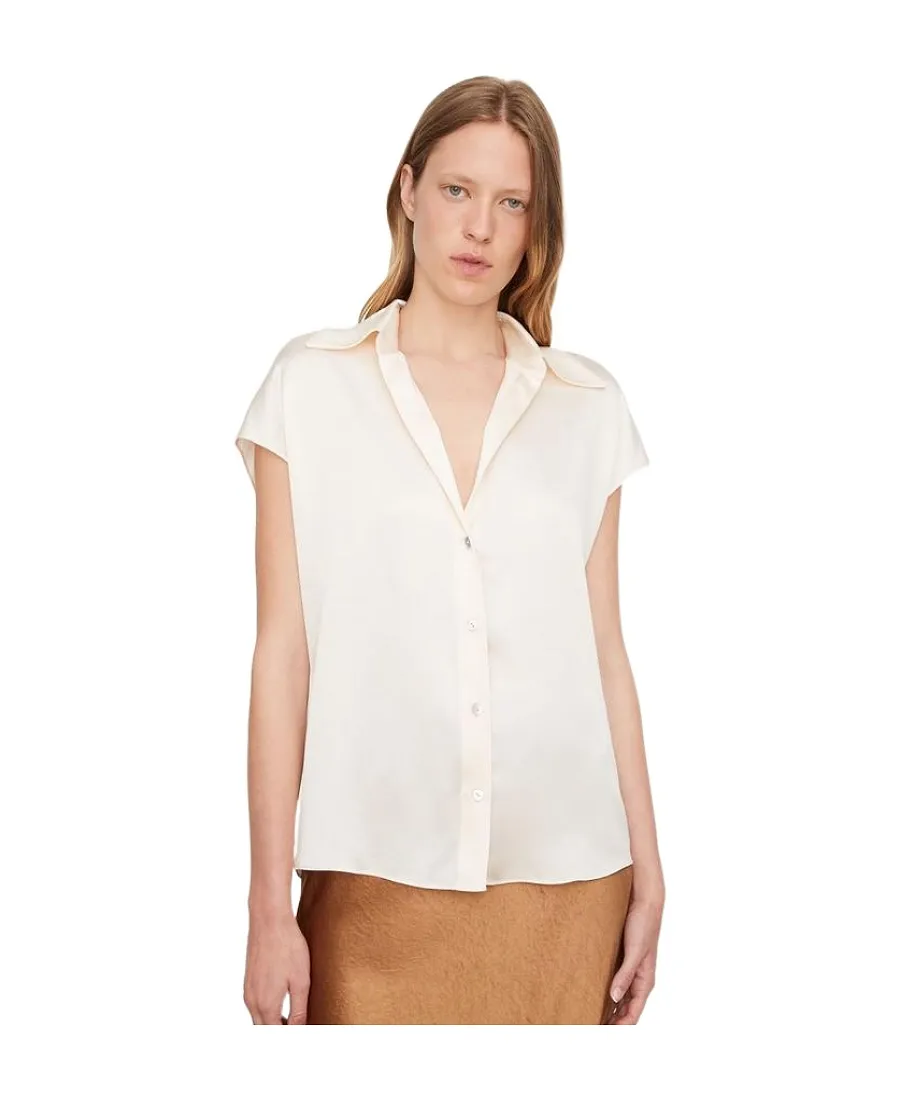 Vince Short Sleeve Button-Up Blouse