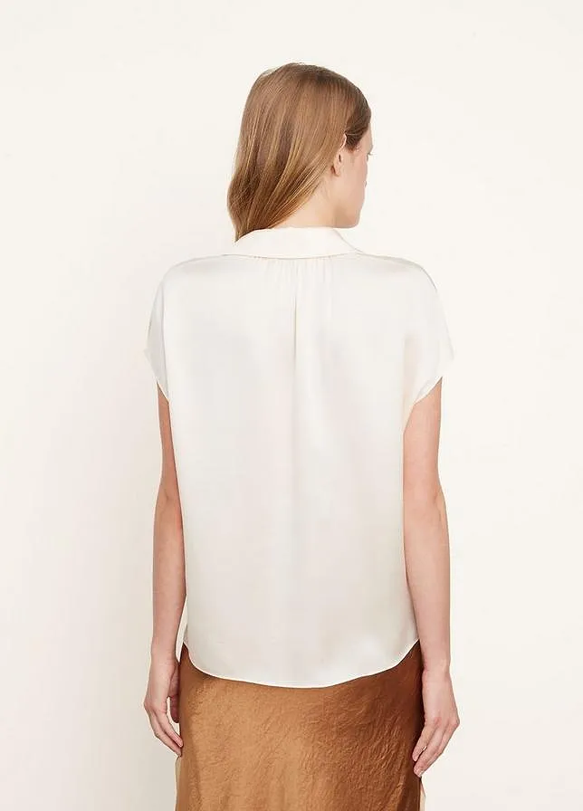 Vince Short Sleeve Button-Up Blouse