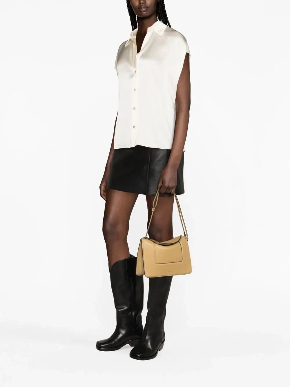 Vince Short Sleeve Button-Up Blouse