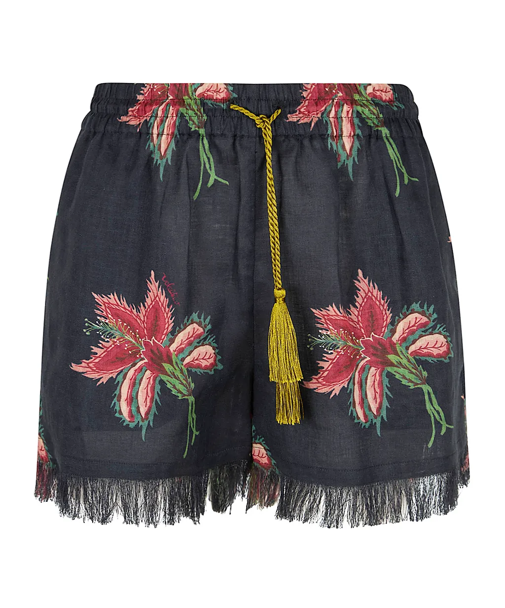 Valentino Tassel Detailed Fringed Hem Shorts