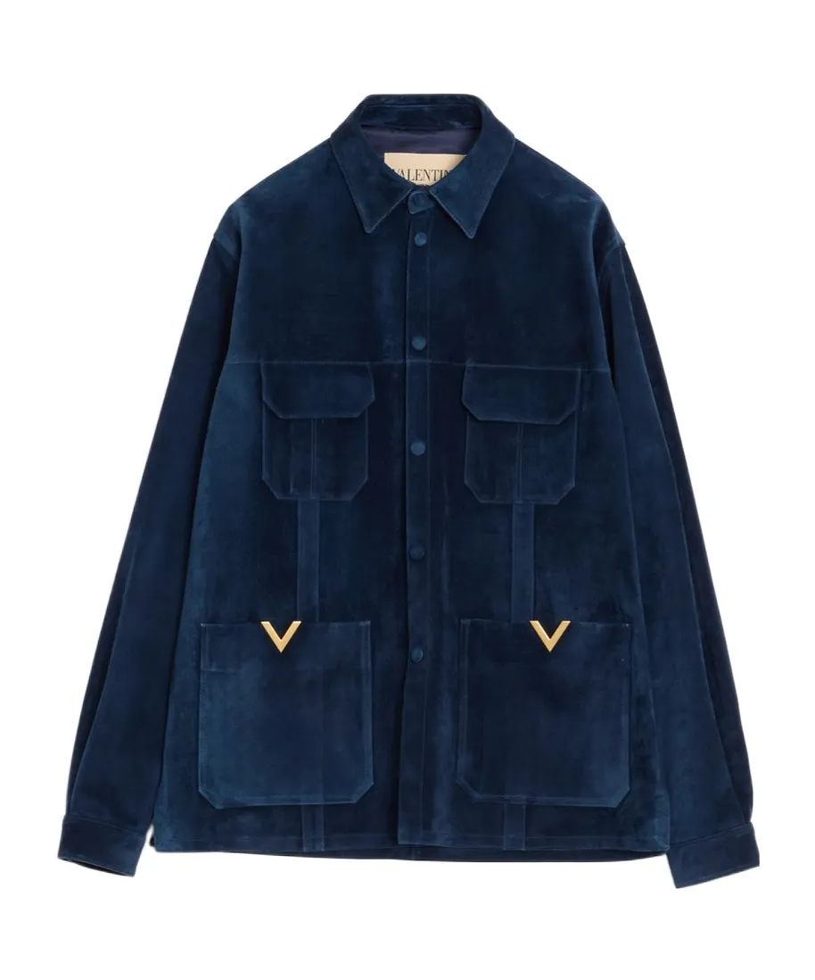 Valentino Vgold Velour Leather Jacket
