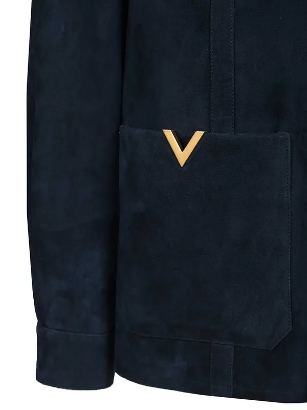 Valentino Vgold Velour Leather Jacket