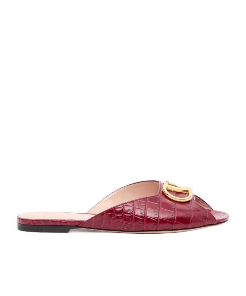 Valentino Vlogo Signature Embossed Slip-On Sandals