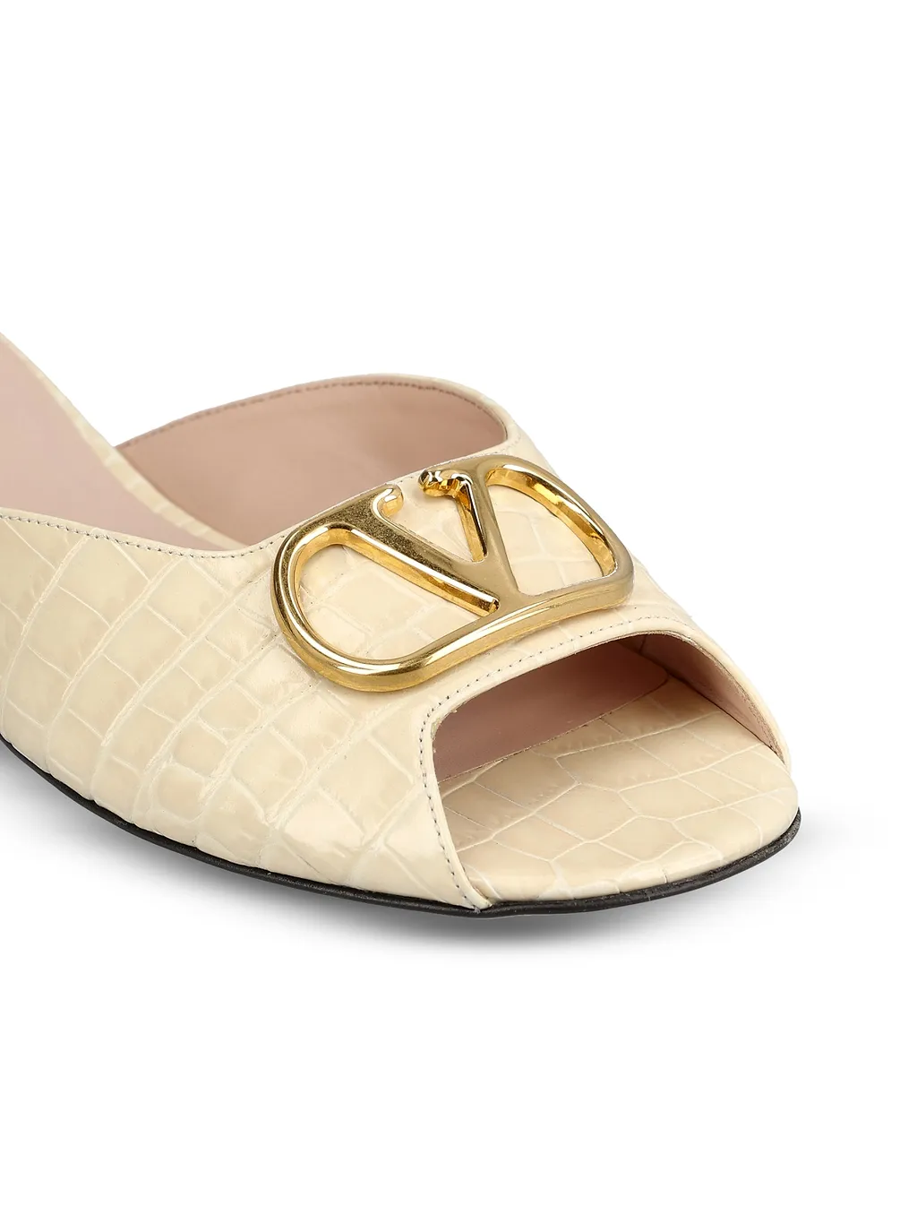 Valentino Vlogo Signature Embossed Slip-On Sandals