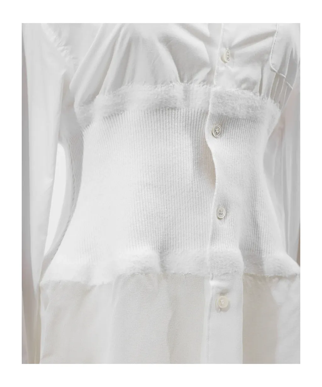 Knitted Patchwork Long-Sleeved Shirt