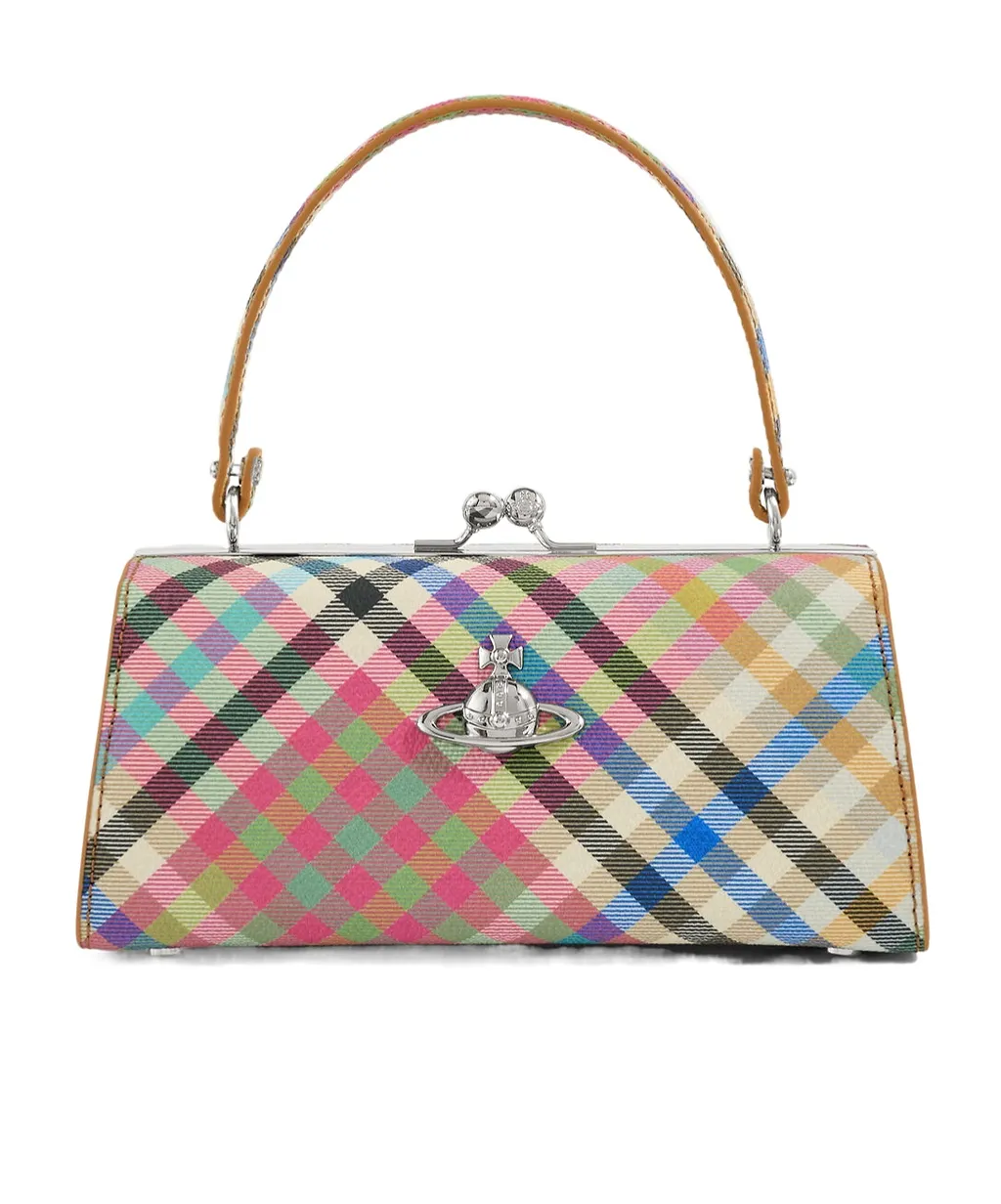Extra-Large Doll Check-Pattern Clutch Bag